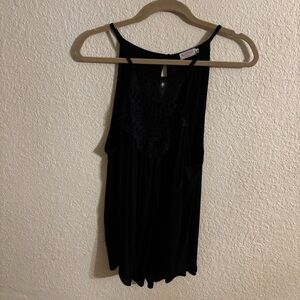 Women’s Bluetime Black Sleeveless Dress with Lace Detail